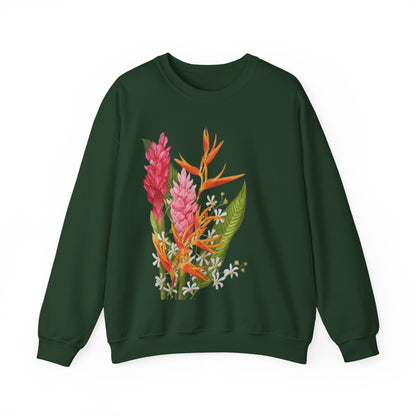 Sudadera Tropical Floral — Ave del Paraíso & Ramo de Jengibre (Unisex)
