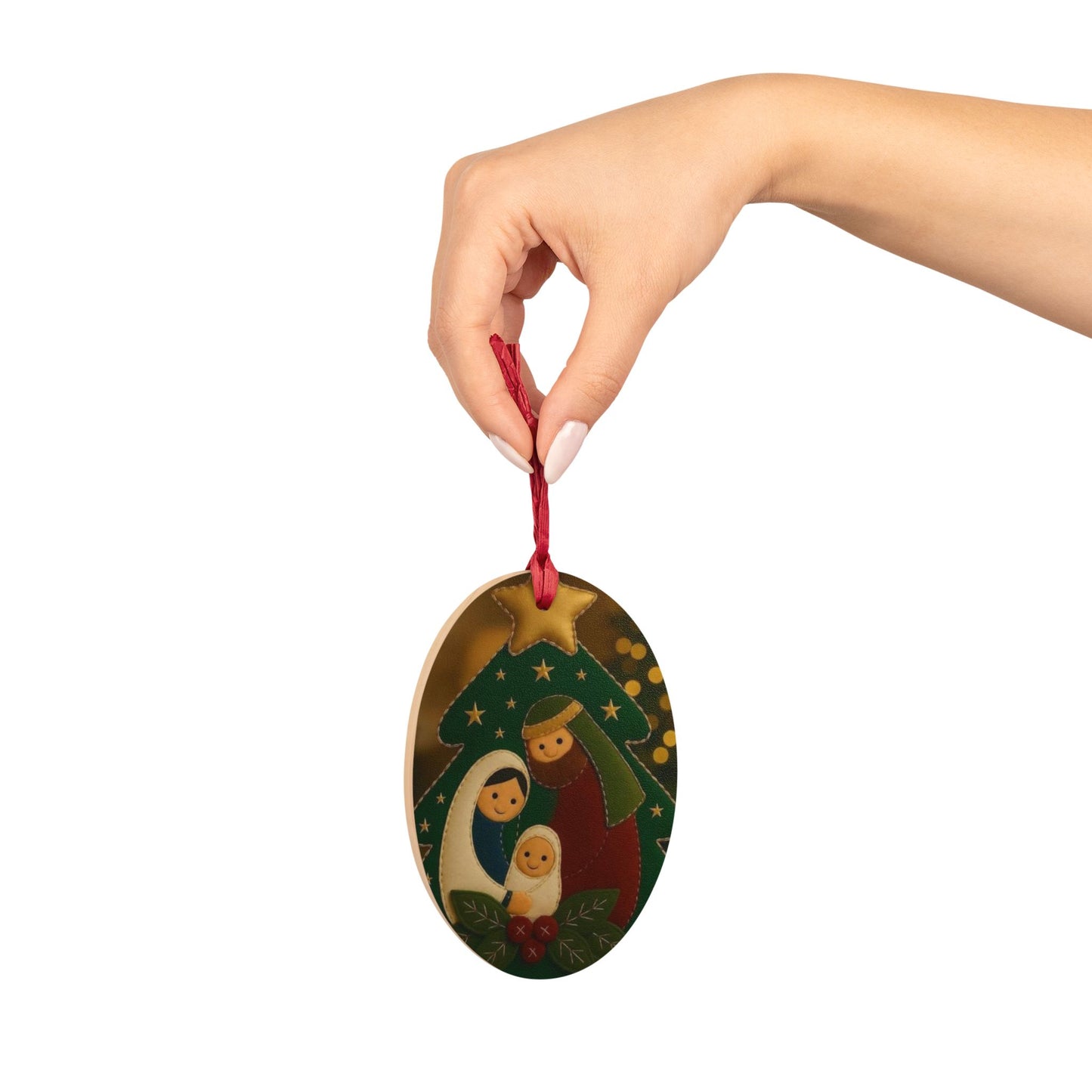 Adorno Navideño de Madera — Nacimiento del Niño Jesús (Belén)