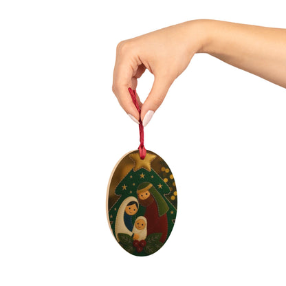 Adorno Navideño de Madera — Nacimiento del Niño Jesús (Belén)