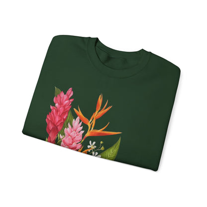 Sudadera Tropical Floral — Ave del Paraíso & Ramo de Jengibre (Unisex)