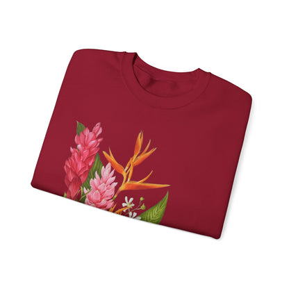 Sudadera Tropical Floral — Ave del Paraíso & Ramo de Jengibre (Unisex)