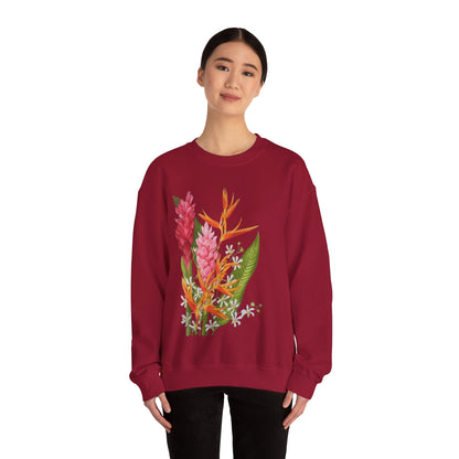Sudadera Tropical Floral — Ave del Paraíso & Ramo de Jengibre (Unisex)