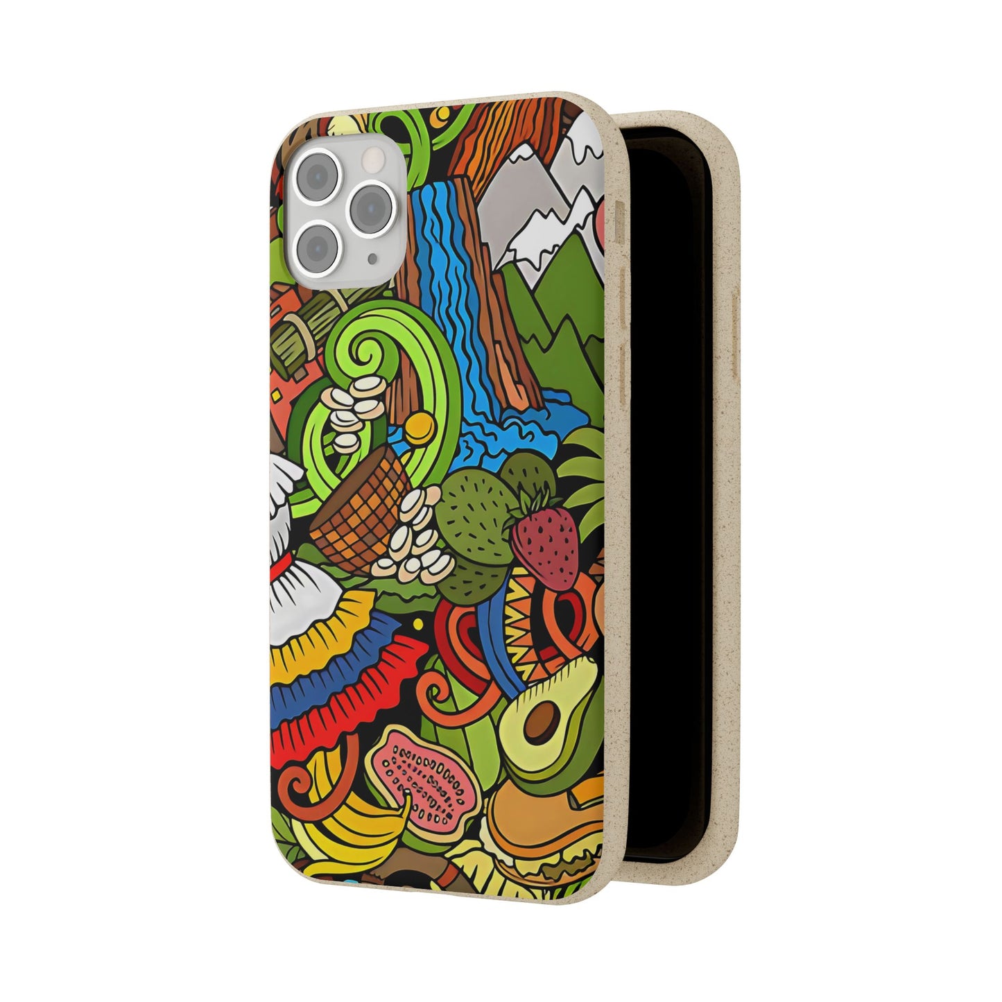 Funda Biodegradable | Dibujo Doodle cosas típicas de Venezuela | iPhone y Samsung