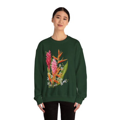Sudadera Tropical Floral — Ave del Paraíso & Ramo de Jengibre (Unisex)