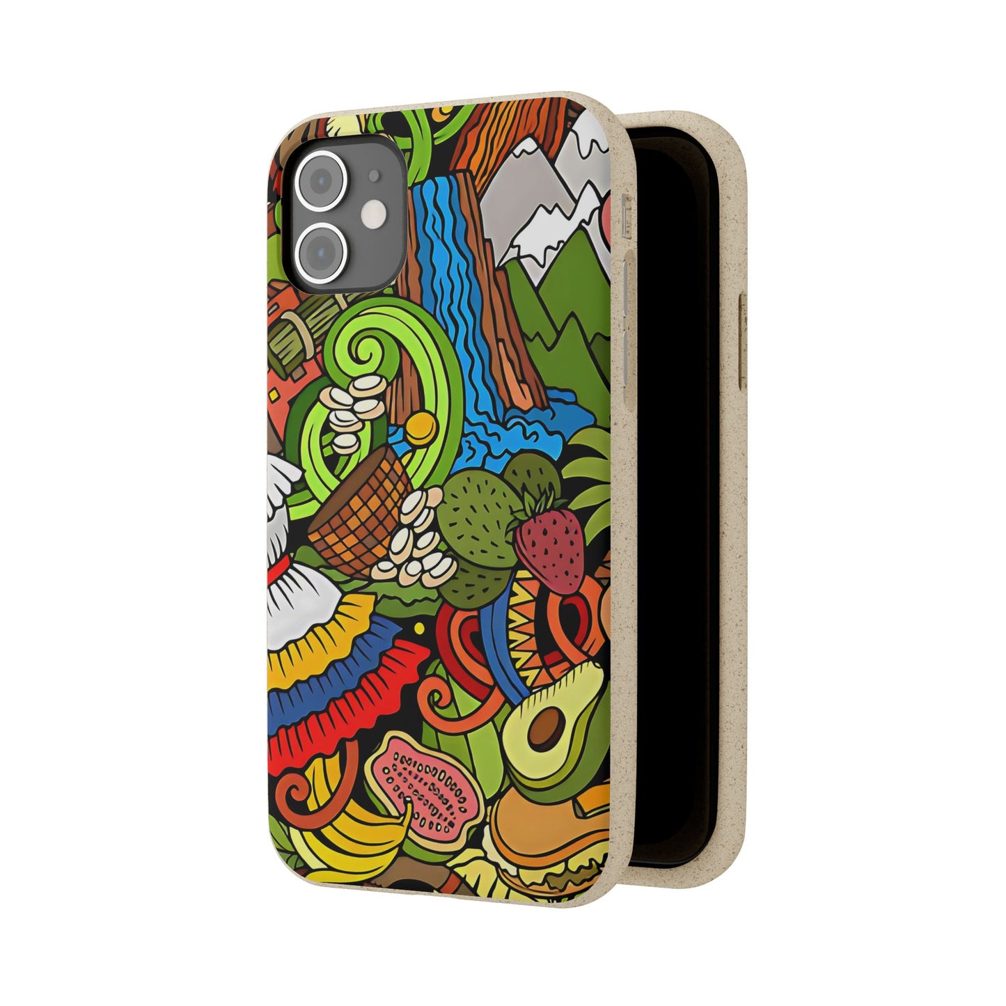 Funda Biodegradable | Dibujo Doodle cosas típicas de Venezuela | iPhone y Samsung