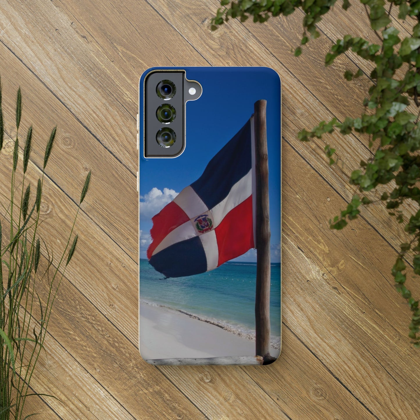 Funda Biodegradable | Bandera de RD en la Playa 🇩🇴 | iPhone y Samsung