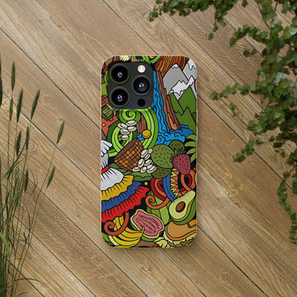 Funda Biodegradable | Dibujo Doodle cosas típicas de Venezuela | iPhone y Samsung