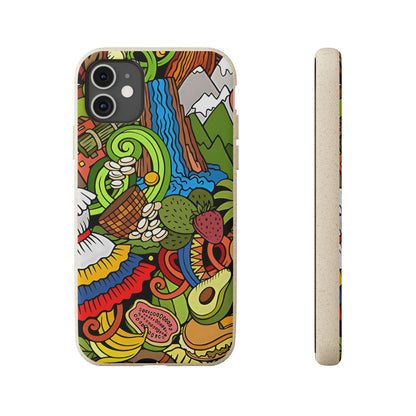 Funda Biodegradable | Dibujo Doodle cosas típicas de Venezuela | iPhone y Samsung