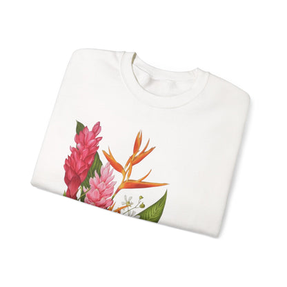 Sudadera Tropical Floral — Ave del Paraíso & Ramo de Jengibre (Unisex)