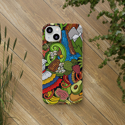 Funda Biodegradable | Dibujo Doodle cosas típicas de Venezuela | iPhone y Samsung