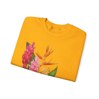 Sudadera Tropical Floral — Ave del Paraíso & Ramo de Jengibre (Unisex)