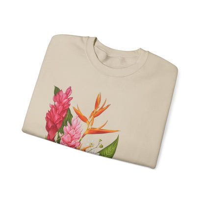 Sudadera Tropical Floral — Ave del Paraíso & Ramo de Jengibre (Unisex)