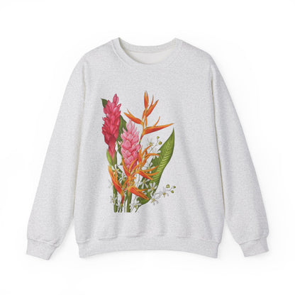 Sudadera Tropical Floral — Ave del Paraíso & Ramo de Jengibre (Unisex)