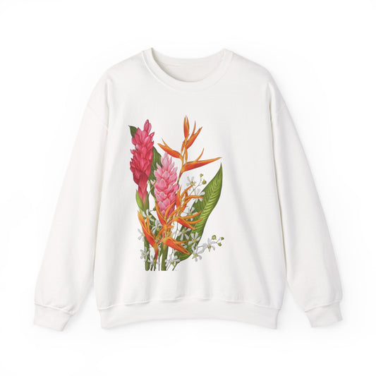 Sudadera Tropical Floral — Ave del Paraíso & Ramo de Jengibre (Unisex)