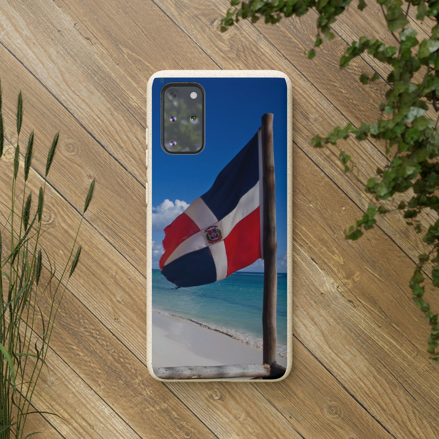 Funda Biodegradable | Bandera de RD en la Playa 🇩🇴 | iPhone y Samsung
