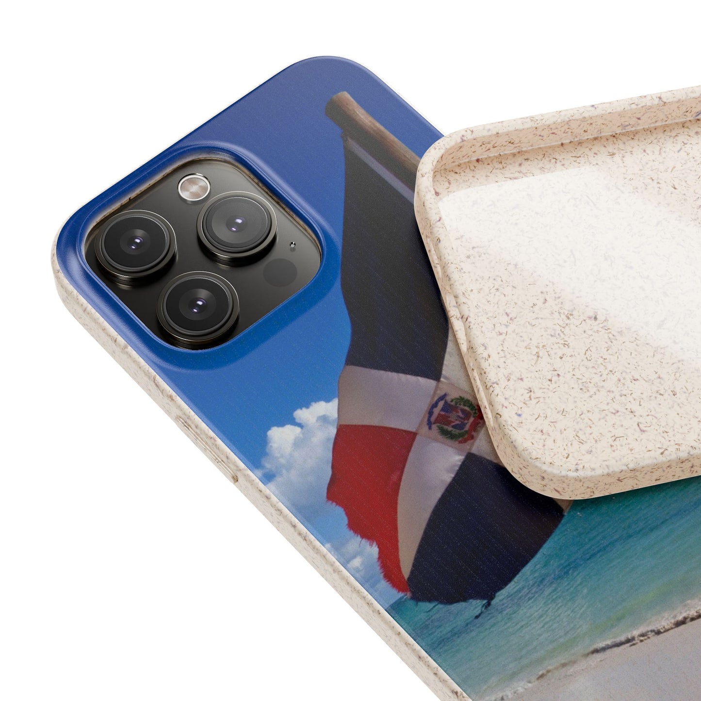 Funda Biodegradable | Bandera de RD en la Playa 🇩🇴 | iPhone y Samsung