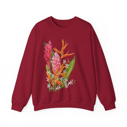 Sudadera Tropical Floral — Ave del Paraíso & Ramo de Jengibre (Unisex)