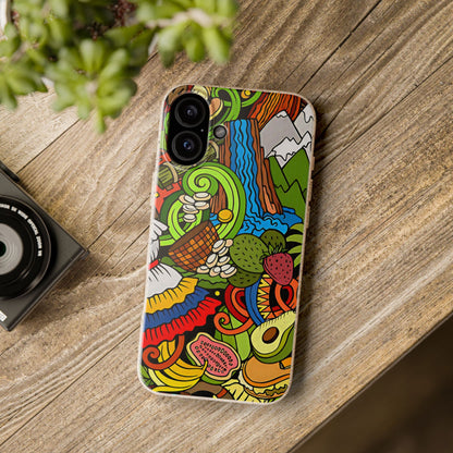 Funda Biodegradable | Dibujo Doodle cosas típicas de Venezuela | iPhone y Samsung