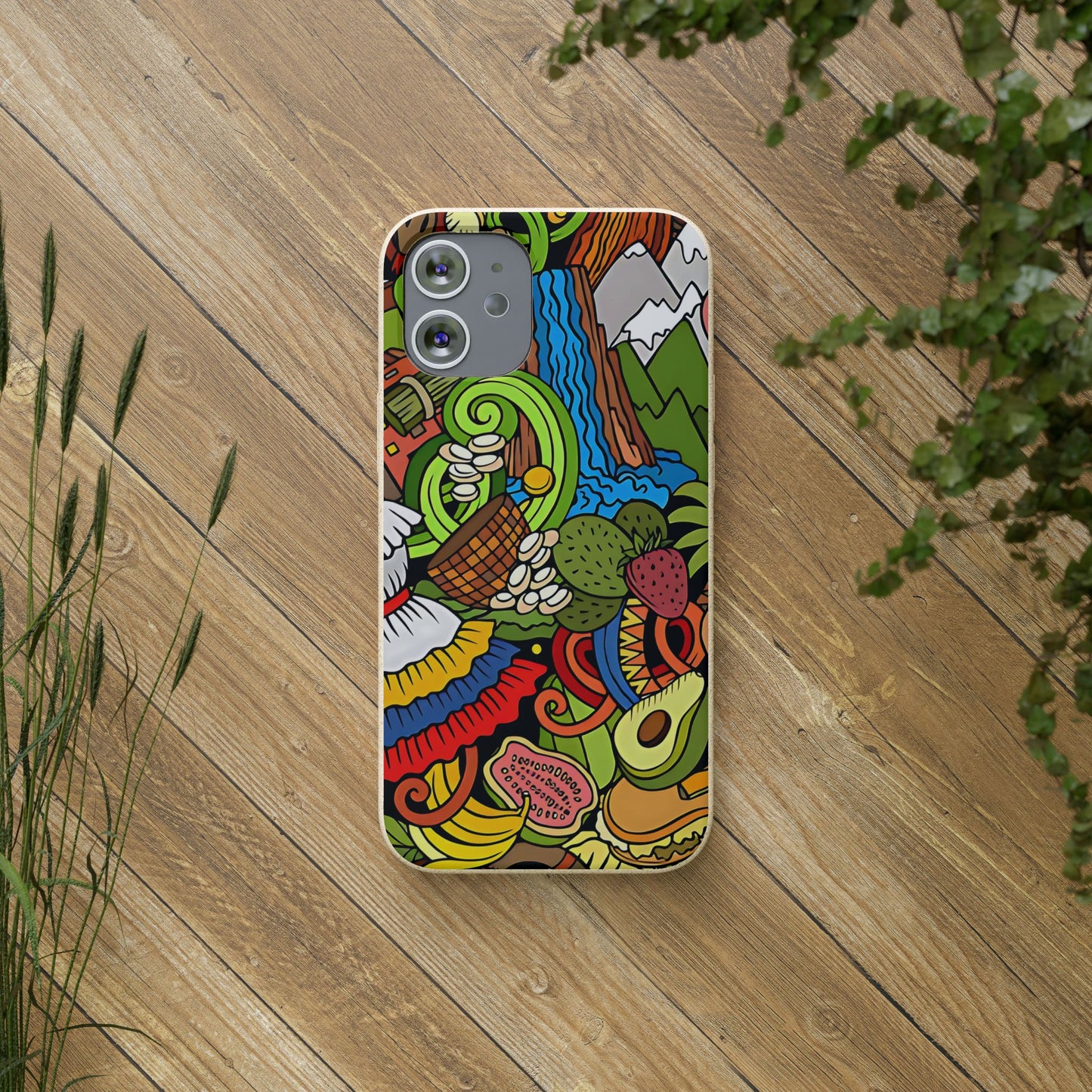 Funda Biodegradable | Dibujo Doodle cosas típicas de Venezuela | iPhone y Samsung