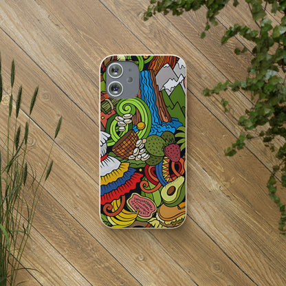 Funda Biodegradable | Dibujo Doodle cosas típicas de Venezuela | iPhone y Samsung