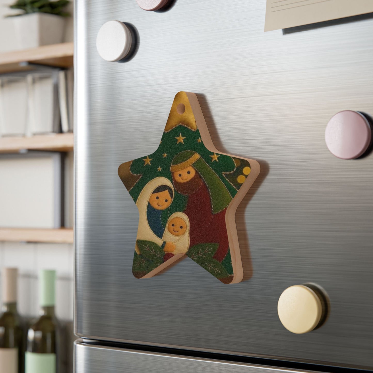 Adorno Navideño de Madera — Nacimiento del Niño Jesús (Belén)