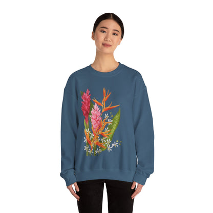 Sudadera Tropical Floral — Ave del Paraíso & Ramo de Jengibre (Unisex)
