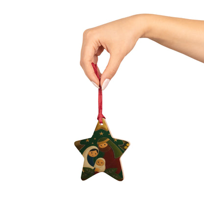 Adorno Navideño de Madera — Nacimiento del Niño Jesús (Belén)