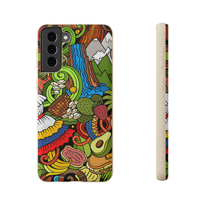 Funda Biodegradable | Dibujo Doodle cosas típicas de Venezuela | iPhone y Samsung
