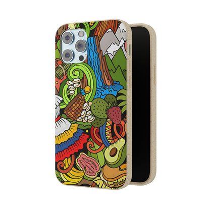 Funda Biodegradable | Dibujo Doodle cosas típicas de Venezuela | iPhone y Samsung